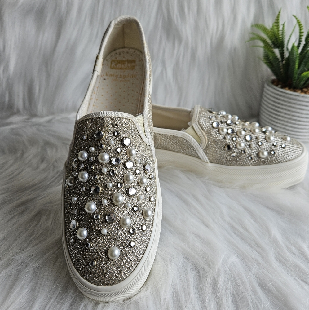Kate Spade Keds - Triple Decker Bridal Shoes - Size 6 - Pearls And Rhinestones